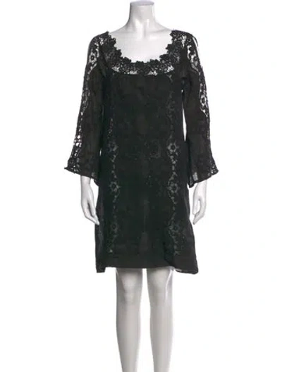 Pre-owned Temptation Positano Linen Mini Dress In Black