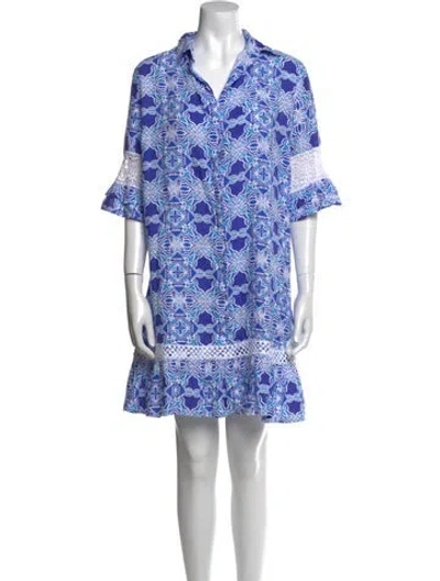 Pre-owned Temptation Positano Linen Mini Dress In Blue