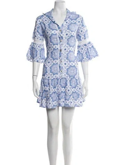 Pre-owned Temptation Positano Linen Mini Dress In Blue