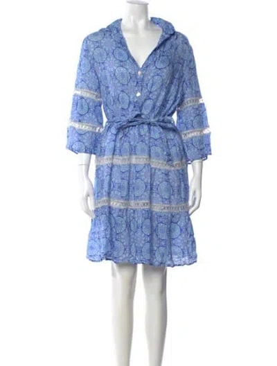 Pre-owned Temptation Positano Linen Mini Dress In Blue