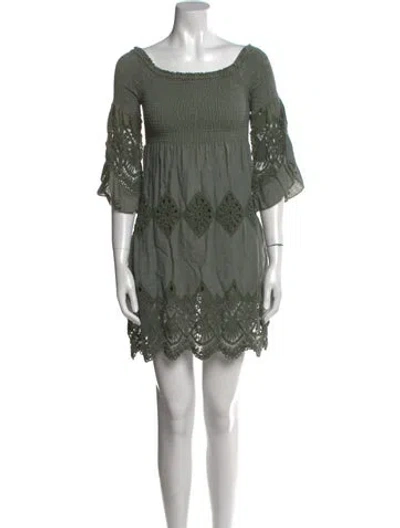 Pre-owned Temptation Positano Linen Mini Dress In Green