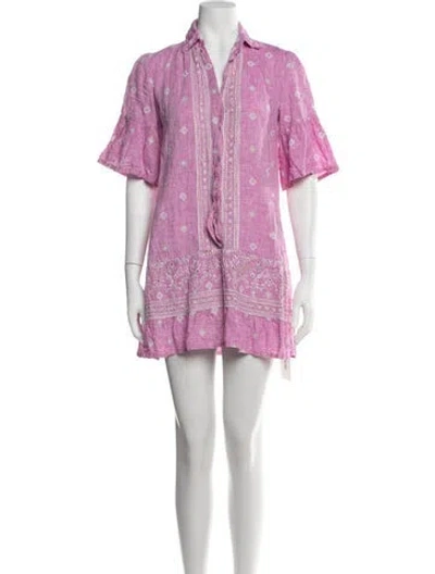 Pre-owned Temptation Positano Linen Mini Dress In Purple