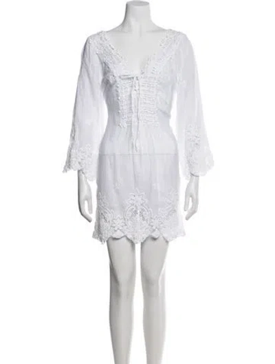 Pre-owned Temptation Positano Linen Mini Dress In White