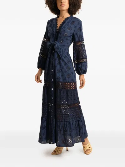 Temptation Positano Noce Floral-print Maxi Dress In Blue