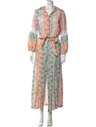 Pre-owned Temptation Positano Paisley Print Long Dress In Multicolor