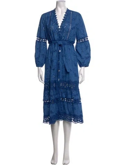 Pre-owned Temptation Positano Paisley Print Midi Length Dress In Blue