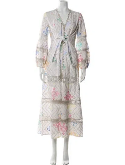 Pre-owned Temptation Positano Paisley Print Midi Length Dress In White