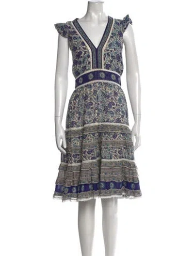 Pre-owned Temptation Positano Paisley Print Mini Dress In Blue