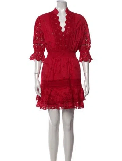 Pre-owned Temptation Positano Paisley Print Mini Dress In Red