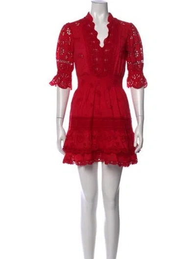 Pre-owned Temptation Positano Patterned Mini Dress In Red