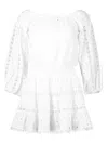 Temptation Positano Platani Eyelet Embroidered Smock Mini Dress In Pattern