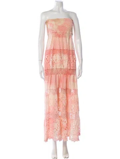 Pre-owned Temptation Positano Printed Long Dress In Pink