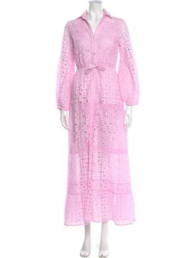 Pre-owned Temptation Positano Printed Long Dress In Pink