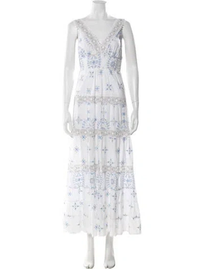 Pre-owned Temptation Positano Printed Long Dress In White