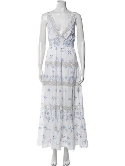 Pre-owned Temptation Positano Printed Long Dress In White