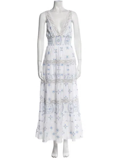 Pre-owned Temptation Positano Printed Long Dress In White