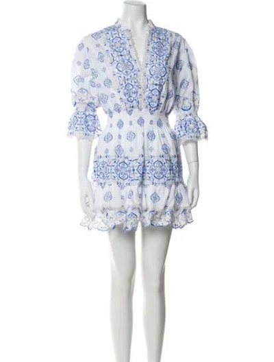 Pre-owned Temptation Positano Printed Mini Dress In Blue