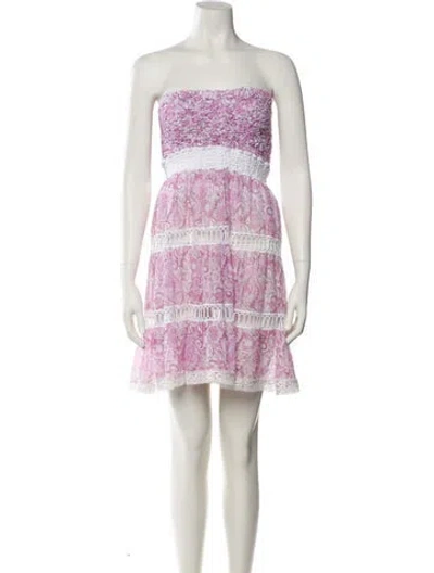 Pre-owned Temptation Positano Printed Mini Dress In White