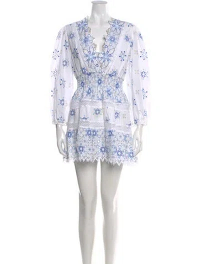 Pre-owned Temptation Positano Printed Mini Dress In White