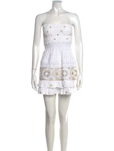 Pre-owned Temptation Positano Printed Mini Dress In White