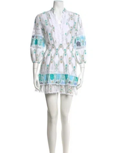 Pre-owned Temptation Positano Printed Mini Dress In White