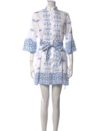Pre-owned Temptation Positano Printed Mini Dress In White