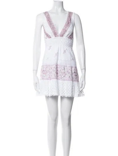 Pre-owned Temptation Positano Printed Mini Dress In White