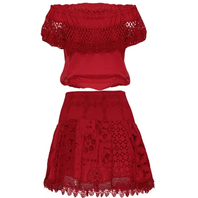 Temptation Positano Red Skirt And Top Set In Brown