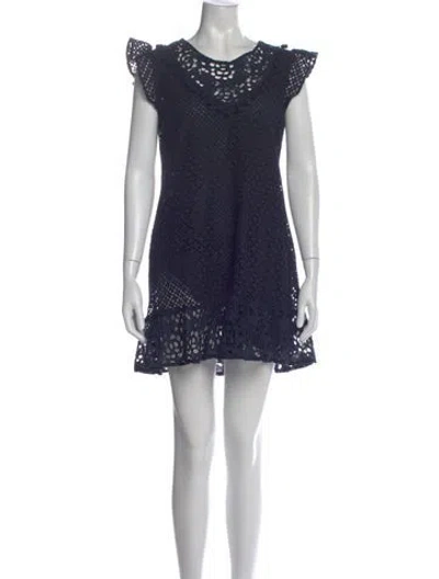 Pre-owned Temptation Positano Scoop Neck Mini Dress In Blue