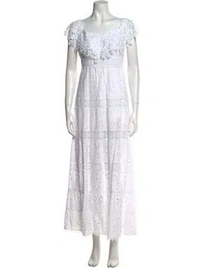 Pre-owned Temptation Positano Square Neckline Long Dress In White