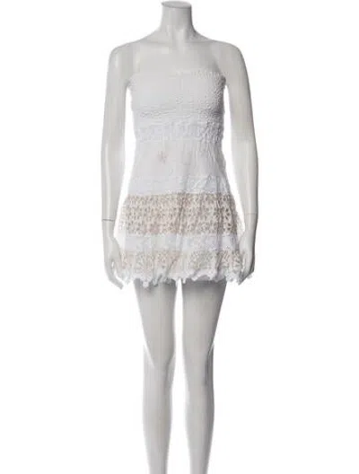 Pre-owned Temptation Positano Square Neckline Mini Dress In Neutrals