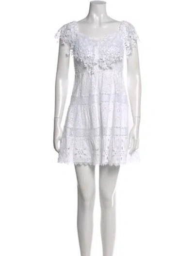 Pre-owned Temptation Positano Square Neckline Mini Dress In White