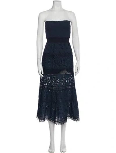 Pre-owned Temptation Positano Strapless Knee-length Dress In Blue