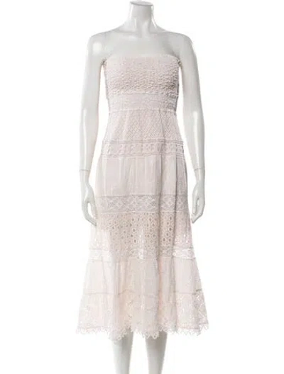 Pre-owned Temptation Positano Strapless Knee-length Dress In Pink