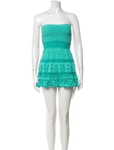 Pre-owned Temptation Positano Strapless Mini Dress In Green