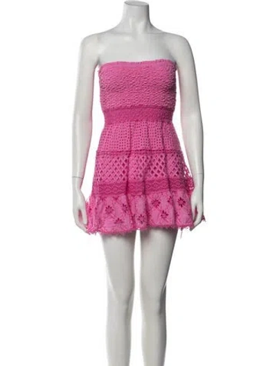 Pre-owned Temptation Positano Strapless Mini Dress In Pink