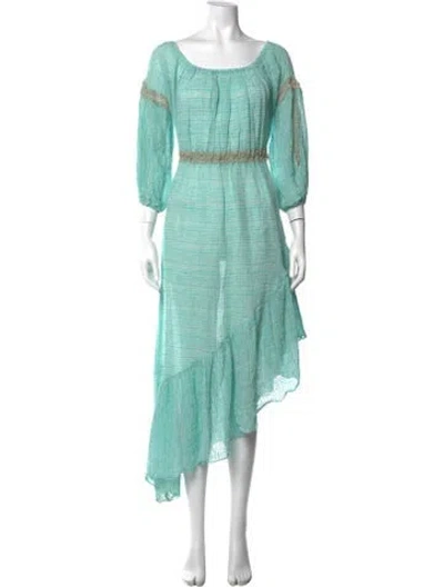 Pre-owned Temptation Positano Striped Long Dress In Blue