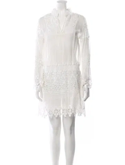 Pre-owned Temptation Positano V-neck Knee-length Dress In White