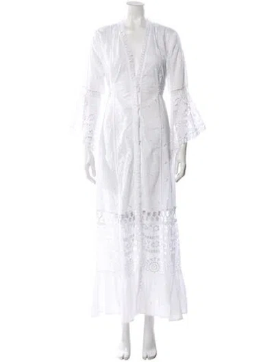 Pre-owned Temptation Positano V-neck Long Dress In White
