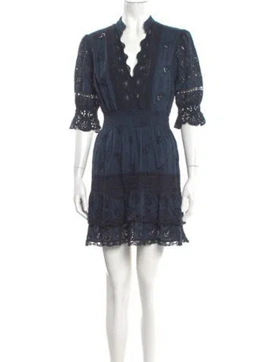 Pre-owned Temptation Positano V-neck Mini Dress In Blue