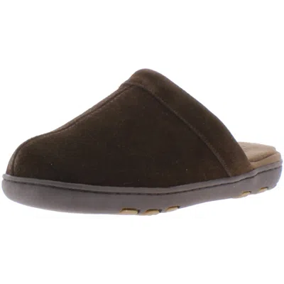 Tempur-pedic Lonny Mens Suede Faux Fur Scuff Slippers In Gold
