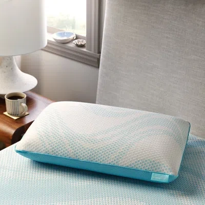 Tempur-pedic Tempur-breeze® Prolo Medium Pillow In White,blue