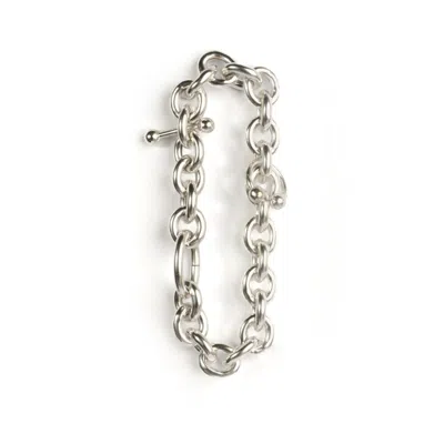 Ten Antennas Men's Silver Massive Chain Bracelet With Piercing