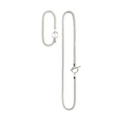 Ten Antennas Women's Nbsst04 // Modular Set Of Toggle Clasp Silver Necklace & Bracelet