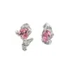 Ten Antennas Women's Pink / Purple Twin Silver Earrings With Pink Zirconia Stone
