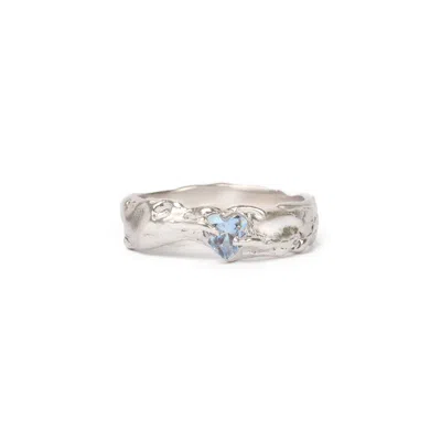 Ten Antennas Women's Silver Ring With Heart-shaped Blue Topaz