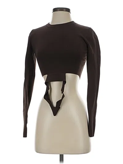 Pre-owned Ten By Babaton Long Sleeve Top Brown Keyhole Neckline Tops