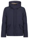 Ten C Down Parka With Hooded Design And Quilted Texture In Blue
