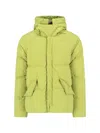 Ten C Nylon Hooded Down Jacket With Raglan Sleeves In Green