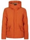 Ten C Padded Quilted Parka With Hood And Pockets In Orange